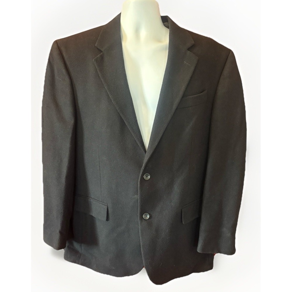 Oscar De La Renta Jacket Blazer Men's 44L - Cashmere Wool Blend 2 Button Black